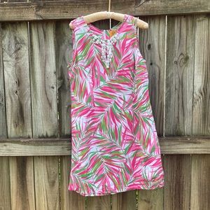 Ruby Rd. Linen blend pink fern dress